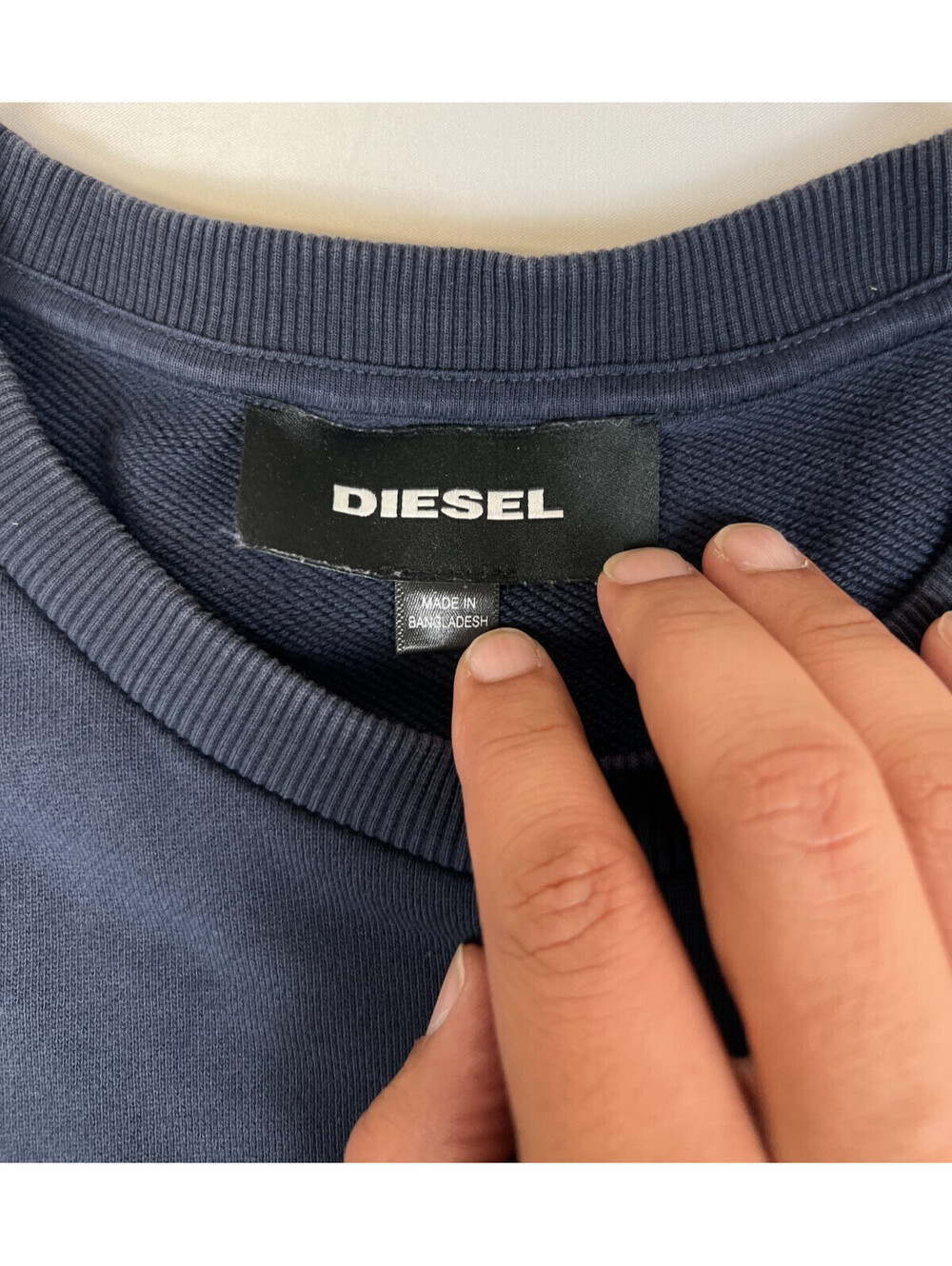 Diesel Men's M Blue Logo Patch Long Sleeve Crewneck Sweatshirt - Picture 3 of 11